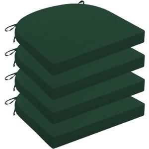 Wellsin Outdoor Chair Cushions for Patio Furniture, 3-Year Color Fastness Patio Chair Cushions Set of 4, Water Resistant Round Corner Outdoor Seat Cushions 17"X16"X2", Forest Green