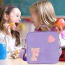 Insulated Nylon Lunch Box for Girls, Kids, and Women-Stylish Purple Preppy Large Lunch Bag with Adjustable Strap and Chenille Letter 'F', Tote for School, Travel, and Picnics-Ideal Preppy Stuff Choice
