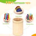 Montessori Toys: 3 in 1 Wooden Color Sorting Toys for Toddlers 3 4 5, Fine Motor Skills Sensory Toy and Color Matching Toy for Preschool Learning Activities, Girls and Boys Gifts