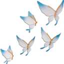 HILIUS Butterfly Wall Decor, 5 Pack 3D Resin Wall Hanging Decorations for Living Room, Bathroom, Bedroom (Blue)