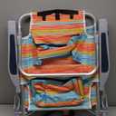 5-Position Aluminum Lay Flat Tall Beach Chair, Compact Portable Backpack Beach Chair for Adults with Cooler Pouch, Storage Pouch, Towel Bar, Cup Holder & Phone Holder, Multicolor Stripe