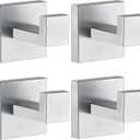 Towel Hooks for Bathrooms, Brushed Nickel Towel Hook for Kitchen Bathroom, SUS304 Stainless Steel Coat Hook, Square Heavy Duty Holder Robe Hooks for Hanging Towels, Coats, sponges, Wall Mount, 4 Pack