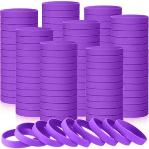 Liliful 100 Pcs Silicone Rubber Wristbands Rubber Wristband Bracelet Bands for Silicone Wristbands for Women Men(Purple)