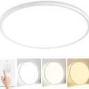 24 inch Dimmable LED Ceiling Light Fixture, Ultra Thin Flush Mount, 50W 5000LM, 3000K/4000K/6500K Selectable, White, Perfect for Bedroom, Kitchen, Dining Room, Living Room, Home Office, Hallway