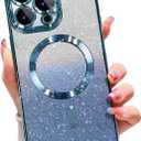 Misscase for iPhone 16 Pro Magnetic Glitter Case Compatible with MagSafe,Camera Lens Protector Full Protection Elegant Anti-Scratch Dust-Proof Net Case Cover for iPhone 16 Pro Blue