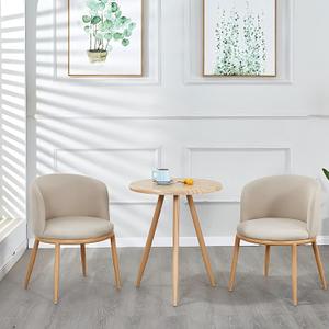 Dining Table Chairs Set, 24" Table & Fabric Chairs with Padded Seat For 2 | Compact Modern Design, Stain-Resistant, Sturdy Steel Frame with Wood-Grain Finish, Easy 15-Min Setup for Home Office (Beige)