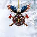 Firefighter Christmas Ornament, Firefighter Eagle US Flag Keepsakes, Gifts for Firefighters Fireman, Christmas Ornaments for Family Friends Colleague Boss Team Members (Style 2)