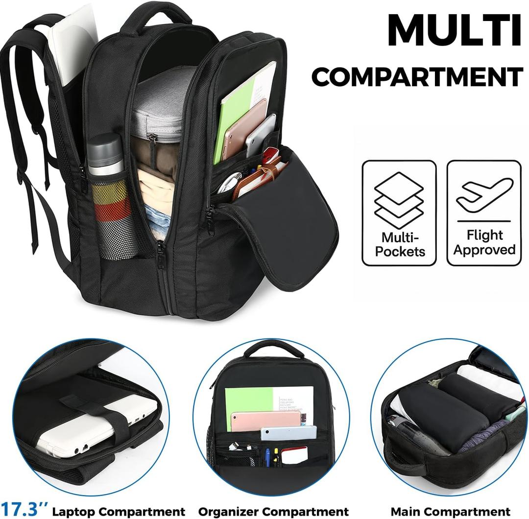 MATEIN Carry on Backpack, 40L Flight Approved Large Travel Laptop Backpack, 17 Inch Water Resistant Luggage Computer Daypack College Weekender Overnight Bag for Men & Women, Black | Justbid MATEIN Carry on Backpack, 40L Flight Approved Large Travel Laptop Backpack, 17 Inch Water Resistant Luggage Computer Daypack College Weekender Overnight Bag for Men & Women, Black | Justbid