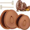 Easter Egg Silicone Mold for Chocolate, 4PCS 3D Egg Shape Molds 2 x 4inch & 2 x 6inch Large Size Non-Stick DIY Baking Candy Molds with 2 Wood Hammers for Easter Decorations, Party, Kids Gift