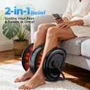 HTM Shiatsu Foot and Calf Massager with Heat 3 Vibration Speeds and 3 Modes, 3D Deep Kneading & Rolling, Electric Foot Massager with Remote, Machine-Washable Cover, Gift for Men/Women/Birthday