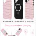 Jusy Compatible with MagSafe Polka Dot Case for iPhone 16, Cute Aesthetic Polka Dots Magnetic Phone Case, Soft TPU and Hard PC Protective Phone Cover for Women Girls（Matte） - Pink