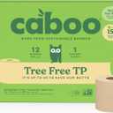 Caboo Tree Free Unbleached Toilet Paper | Plastic Free Packaging, Septic Safe, Eco Friendly, Chemical Free, Non Toxic | 2 Ply Toilet Tissue, Pack of 12 Double Rolls, 300 Sheets Per Roll