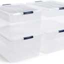 Rubbermaid Cleverstore 74 Qt Clear Storage Bins with Latching Lids and Nesting Tray, 4-Pack, Stackable, BPA-Free, Made in USA