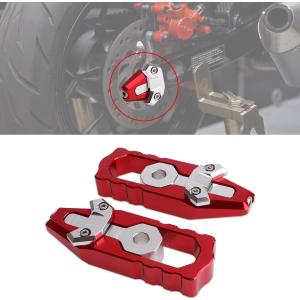 Chain Axle Adjuster Kit, CNC Billet Aluminum Chain Adjuster Tensioner, Motorcycle Chain Adjusting Tool Axle Swingarm Spool for HONDA GROM 2014-2021 (Red)