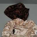 Satin Bonnet for Women,Double Layer Adjustable Sleep Cap, Soft and Silk Hair Bonnet for Curly Hair Protection, 2 Pack (Brown-Champagne) (One Size)