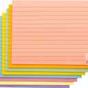 Lined Lined Self Stick 6 x 8 in Post,8 Pack Large Ruled Post Stickies,Ruled Stickies Super Sticking Power Memo Pads Strong Adhesive,Sticky Notes with Lines for Home,Office,School,50 Sheets/pad