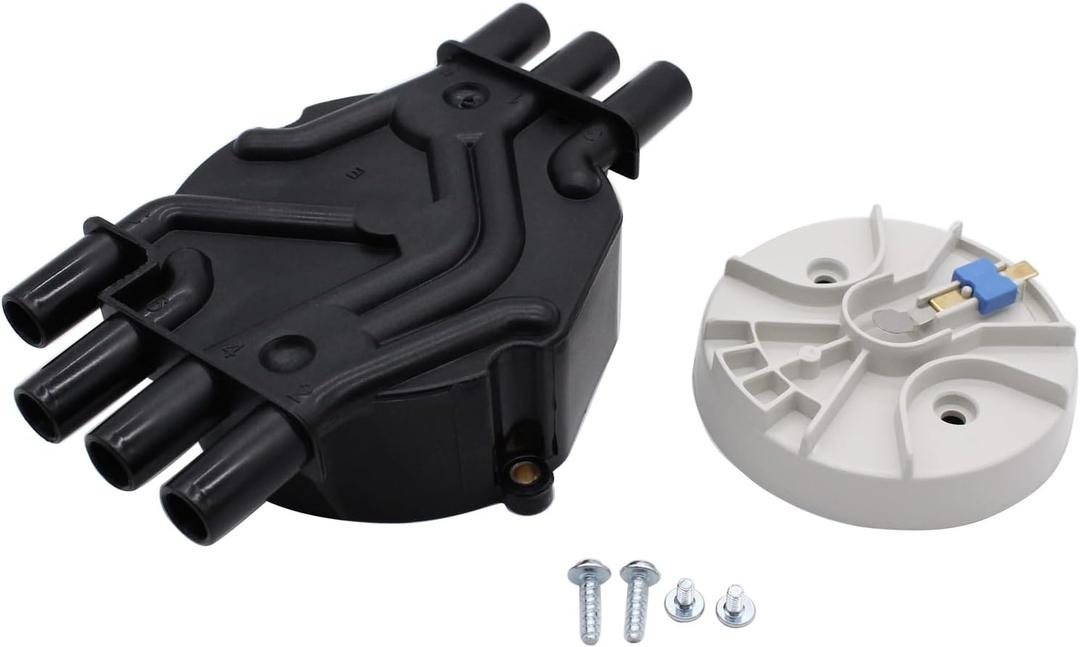 Ignition Distributor Cap and Rotor Kit Compatible with Chevy Cadillac GMC V6 4.3L Vortec Replace DR475 DR331 D465 D328A 10452457 10452458 (Black)
