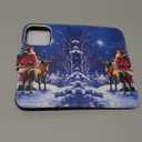 FUNMIKO Christmas Wallet Phone Shell for iPhone 16 Pro,Detachable Flip Folio Leather Cover,RFID Blocking 4 Card Slots Holder,Magnetic Kickstand,Trendy Design,Starry Night Santa Claus