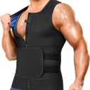 Junlan Sauna Suit for Men 2 in 1 Waist Trainer Sauna Shirt for Men Sweat Band for Stomach (X-Large, Blue)