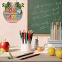 3D Classroom Door Sign,Welcome to Our Classroom Wreath,Teacher Door Sign,Welcome Back to School Decor Apple Book,First Day of School Wall Decoration for Kindergarten Preschool Playroom (Colourful & Light Brown)