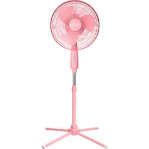 Comfort Zone 16-Inch Oscillating Pedestal Fan 3-Speed High-Velocity Cooling, Adjustable Height & Tilt, Quad-Pod Folding Base, Pink ETL Listed