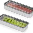 1Pack Bacon Holder for Fridge,Bacon Container for Refrigerator,Deli Meat Box for Refrigerator,304SS Airtight Food Storage Container,Stackable Fridge Organizer with Locking Lid (BPA Free)