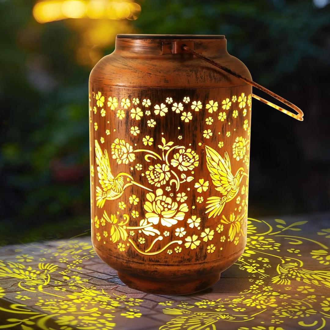 Solar Lantern Outdoor, Hummingbird Solar Light for Grave Cemetery Decor, Waterproof Garden Yard Solar Lights, Heavenly Gift for Mom Grandma Women on Mother Day, Memorial Day, Christmas