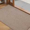 Color&Geometry Thin Indoor Entrance Mats for Home, 17"X29.5" Indoor Mats for Entryway Non Slip Rubber Backed, Dirt Trapper Door Rugs for Entryway Indoor Washable, Dark Khaki (Rolled-up NO Creases)