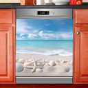 Starfishes Seashells Beach Blue Sky Dishwasher Magnet Cover Sticker Magnetic Refrigerator Panel Front Door Fridge Microwave Decal
