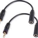 PNGKNYOCN 2.5mm to 3.5mm Short Cable2 Pack 2.5mm Mono Plug to 3.5mm Mono Jack Adapter Audio Cable for Smartphone Headphone etc(16cm