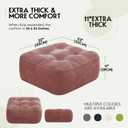 11In Washable Floor Pillow for Adults, Yoga & Meditation Cushion with Handle, Square Large Pillows Seating with Removable Tufted Corduroy Cover for Tatami Living Room Board Games (Pink)