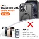 Case for iPhone 16 Plus, with Invisible Magnetic Stand, Mil-Grade Drop Protection, Non-Slip, Anti Fingerprint Anti Scratch, Shockproof Matte Phone Case (Black)