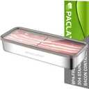 Bacon Container for Refrigerator, 1 Pack 304 Stainless Steel Airtight Deli Meat Storage Containers with Lids for Fridge, Dishwasher Safe Food Storage Fruit Storage Containers(46 OZ)