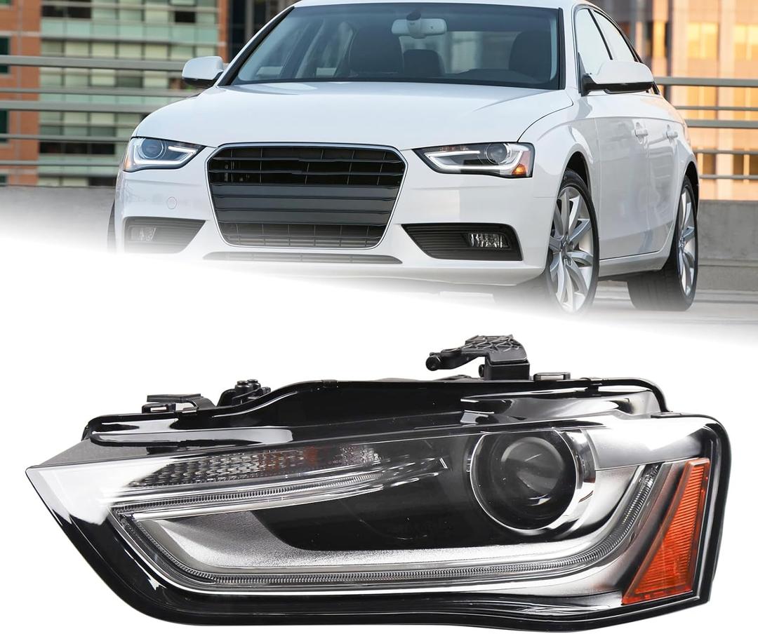 LH HID/Xenon Type Headlight Assembly Fit for 2013 2014 2015 2016 Audi A4 Quattro Allroad S4 Non-AFS Projector Chrome Headlamp Left Driver Side AU2502181 8K0941043E