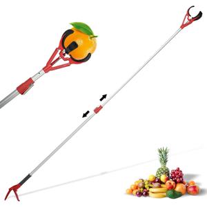 Fruit Picker Pole 54-88 Inch Adjustable, Heavy Duty Telescoping Fruit Grabber with Soft Rubber Claw, Fruit Picking Tool for Oranges Lemons Apples Avocados Gentle Harvesting