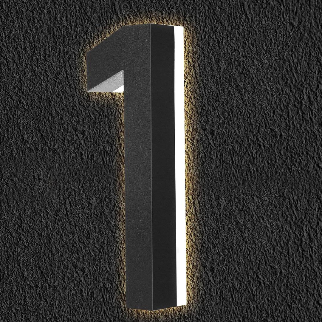 ROCEEI 6 Inch Backlit LED House Number 0-9 for Outside Stainless Steel Waterproof Home Address Number Illuminated House Modern Lighted Address Sign for Houses Restaurant 12v Dc Low Voltage(1)