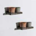 Freezing point Small Floating Shelves for Wall Set of 2 Natural Wood 8×4Inch Wall Shelf Mini Corner Shelf Decor Plant Display Mounted Kitchen Bathroom Bedroom Decorative Storage Tiny Stand, Brown 