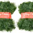 2 Pack 50 Foot Soft Christmas Garland, Non-lit Christmas Garland Ideal for Indoor and Outdoor Decor, Green Tinsel Garland for Holiday Wedding Party Decoration
