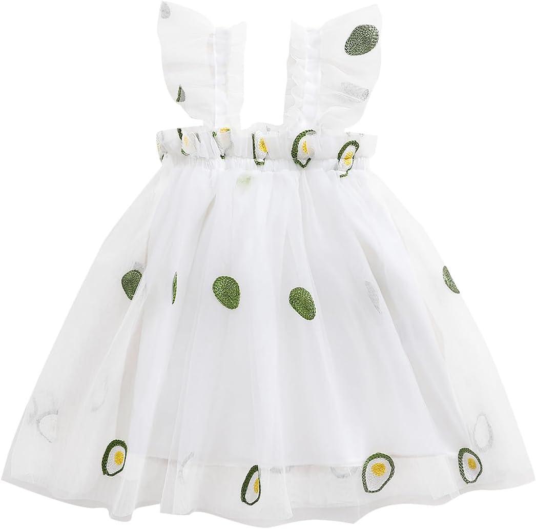 Toddler Tutu Dress Baby Girl Sleeveless Layered Tulle Dress Little Girl Princess Dresses Spring Summer Clothes（Avocado, 12-18 Months)