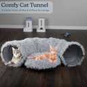 Cat Tunnel with Bed for Indoor Cats - 3FT Multifunctional Cat Tunnel Bed with Toys - Soft, Plush Peekaboo Cat Cave for Kittens, Cats, Ferrets, and Rabbits - Cat Products by PETMAKER (Gray)