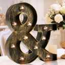 OYCBUZO Golden Black Led Marquee Letter - Industrial, Vintage Style Light Up Alphabet Letter Sign for Cafe Wedding Birthday Party Christmas Lamp Home Bar Initials Decor - &