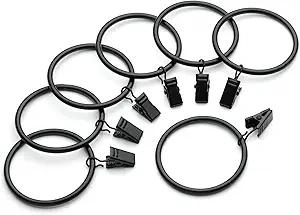 14 Pack Metal Curtain Rings with Clips, Drapery Clips with Rings