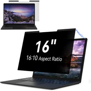 IPROKKO Magnetic Laptop Privacy Screen 16 Inch for 16:10 Aspect Ratio, Removable 16" Anti Glare Blue Light Spy Protector Monitor Filter Shield Compatible with HP Dell Xps Acer Asus Samsung Lenovo ThinkPad Envy Computer