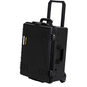 MEIJIA Portable All Weather Premium Rolling Wheels Waterproof Hard Compact Camera Case with Customizable Fit Foam,Pull Handle, 24.6"X19.7"X11.7",Black