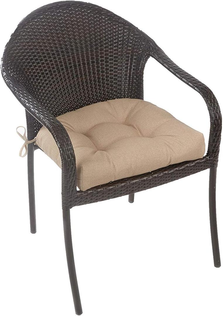 Klear Vu Wicker Solarium Indoor and Outdoor Chair Cushions for Patio Furniture, Kitchen and Dining Room, Water-Resistant Seat Pads, 19x18 Inches, 4 Pack, Husk Birch, 42 Count