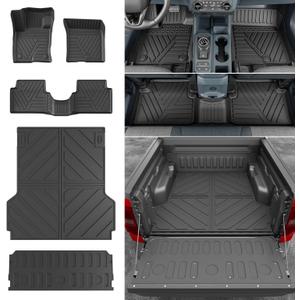 powoq Gas Floor Mat Compatible with 2022-2025 Ford Maverick Truck Bed Mat Liner Cargo Liner TPE Tailgate Mat Replacement for 2022-2024 2025 Ford Maverick Accessories(Bed Mat+Tailgate Mat+Floor Mat)