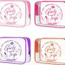 4 Pcs Trip Gifts Favors Clear Makeup Bag for Women, Girls Trip Essentials Toiletry Bags, Bestie Gifts Cosmetic Bag Friendship Gift, Zipper Pouch for Women Bestie Bachelorette Bridesmaid