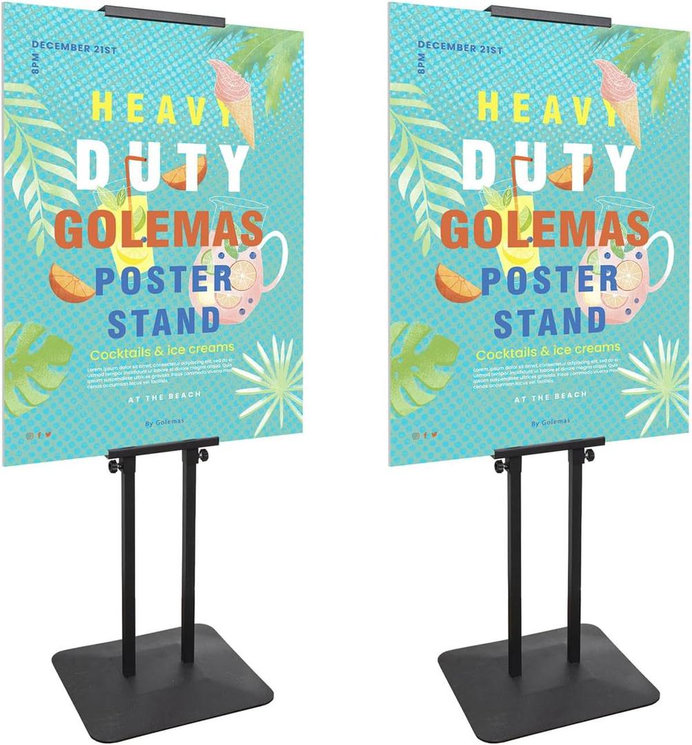 Poster Board Stand for Display, Floor Sign Holder for Banner Foam Board with 5.2lb Super Heavy Duty Base, Double Sided Display and Height Adjustable, for Business Advertising (2Pack)