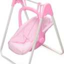 Badger Basket Doll Swing Carrier - Adjustable Toy Swing for 18 Inch Dolls with Sturdy Frame, Lightweight Portable Design, and Easy Assembly - Pretend Play Accessory