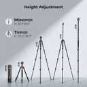K&F CONCEPT Tripod for Camera, 78" Aluminum Camera Tripod, 81" Tripods & Monopods, Stable Heavy Duty Travel Tripod for DSLR Cameras, Max Load 22 lbs